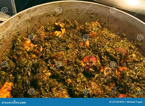 Kontomire Stew with Chicken Meat. Stock Image - Image of kontomire, horizontal: 227207839