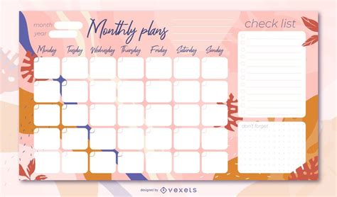 Floral Monthly Planner Design - Vector Download