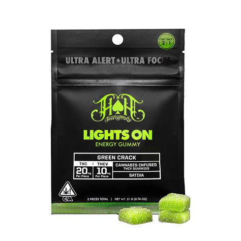 Heavy Hitters: Lights On THCv Energy Gummy (Green Crack) 20mg THC:10mg ...