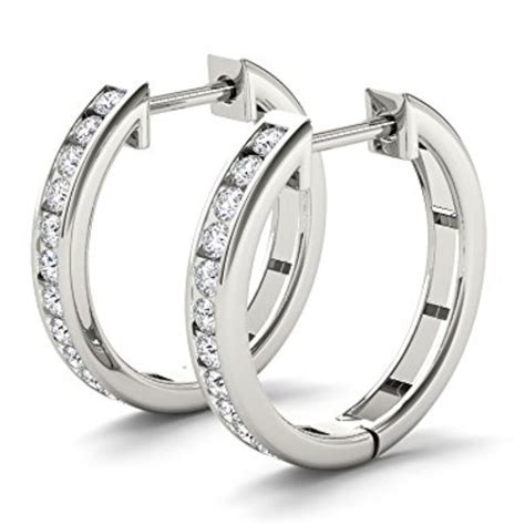 10Kt White Gold 0.33 Ct Diamond Hoop Earrings | eBay