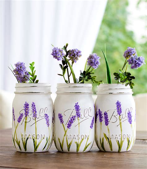 Lavender Flower Painted Mason Jars - It All Started With Paint