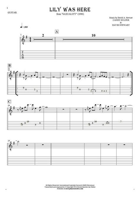 Lily Was Here - Notes and tablature for guitar | PlayYourNotes