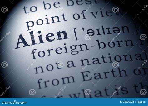 Definition of alien stock image. Image of book, word - 94635773