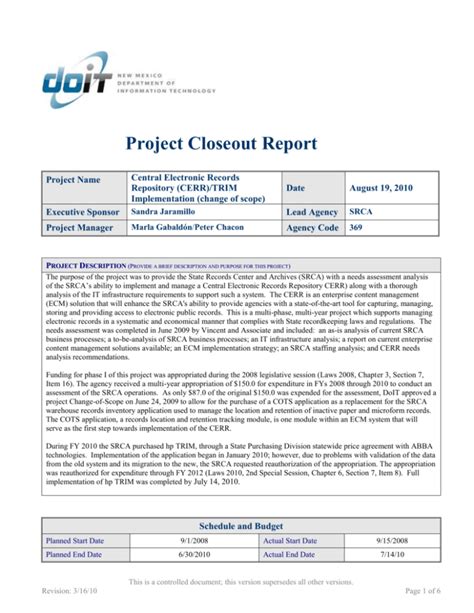 Project Closure Checklist