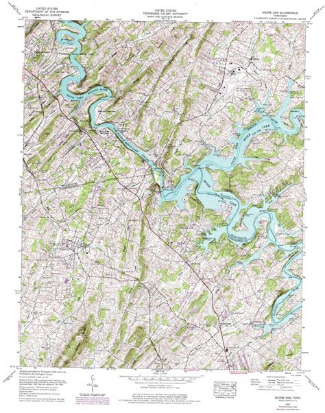 Boone Dam topographic map 1:24,000 scale, Tennessee