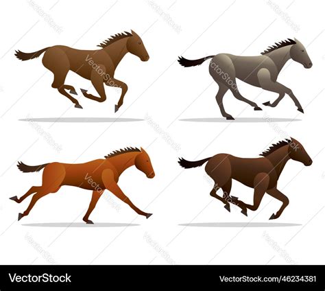 Galloping horses set of 4 Royalty Free Vector Image