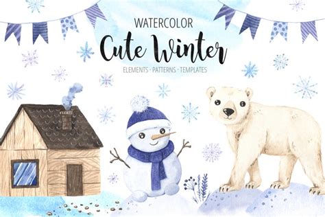 Watercolor Cute Winter Animals Set (181718)