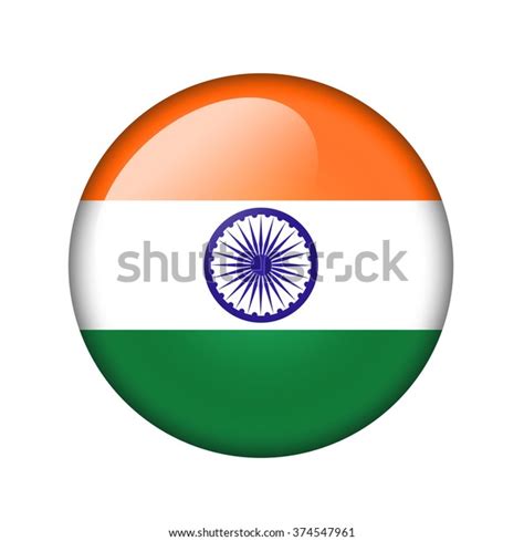 Indian Flag Round Glossy Icon Isolated Stock Illustration 374547961