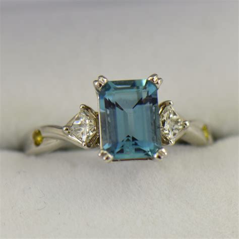 Emerald Cut Aquamarine & Diamond Engagement Ring | Exquisite Jewelry for Every Occasion | FWCJ