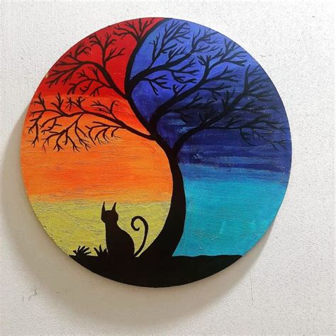 MDF board Painting | Sunset canvas painting, Canvas art painting, Circle canvas