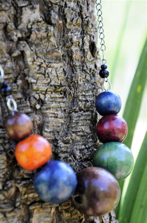 Large wooden bead necklace colourful wooden by worldlygemfinds