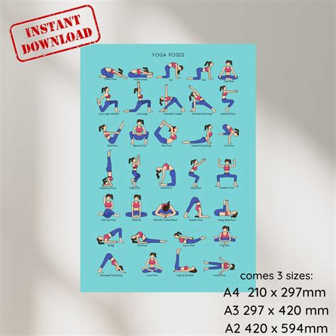 33 Yoga Poses Printable Poster,digital Download Yoga Poses Poster,yoga Poses Pdf, Yoga Poses ...