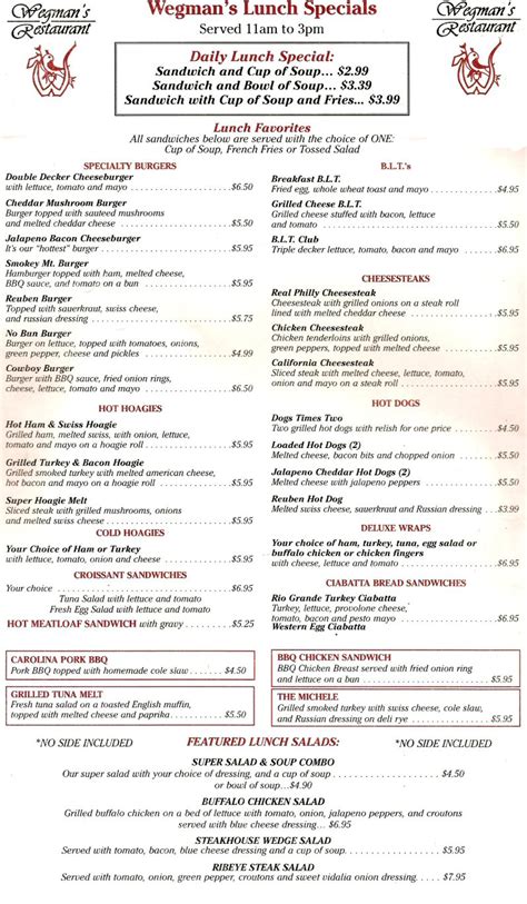 Wegmans Catering Menu With Prices Pdf