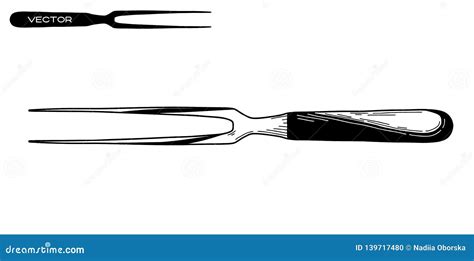 Sketch Meat Forks Isolated on White Background. Vector Stock Illustration - Illustration of ...