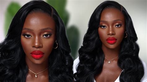 FLAWLESS MAKEUP TUTORIAL | PERFECT RED LIP FOR DARK SKIN | OKEMUTE UGWUAMAKA - YouTube