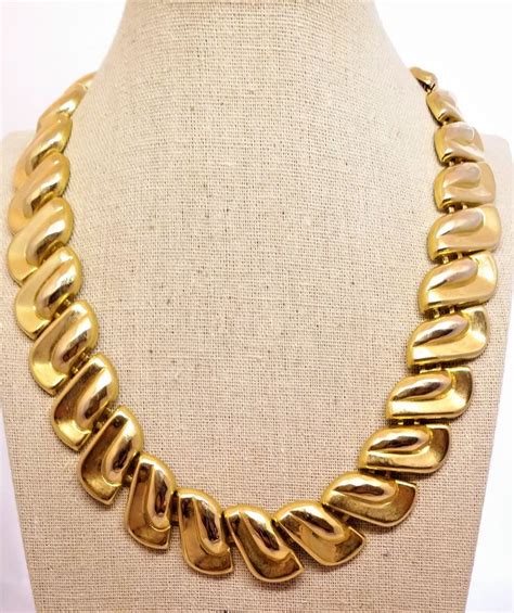 Chunky Gold Tone Modernist Choker, Statement Necklace, Vintage Women's Costume Jewelry | Chunky ...