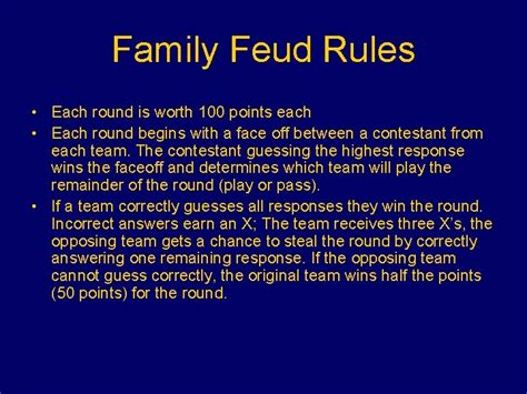 Pharmacy Feud Family Feud Rules Each round is