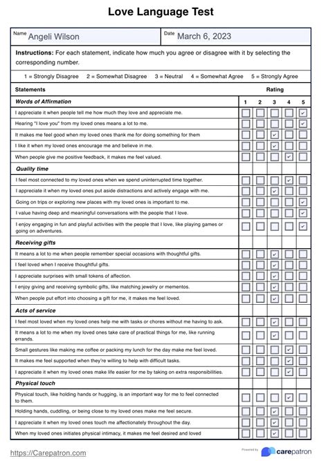 Love Language Test & Example | Free PDF Download