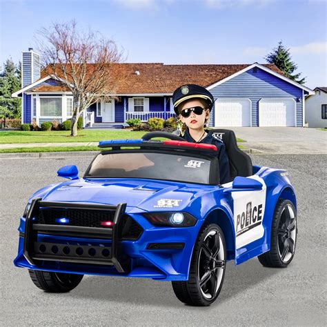 Ride On Toys Kids Police Car, 12V Battery Powered Electric Police Truck ...