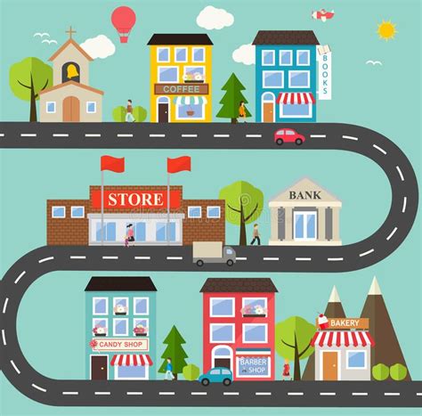 Small town urban landscape. In flat design style, vector illustration #Sponsored , #affiliate, # ...