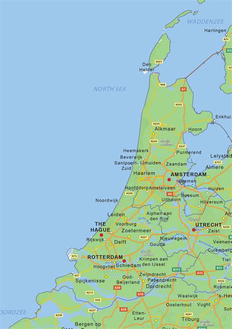 Digital physical map of The Netherlands 1451 | The World of Maps.com