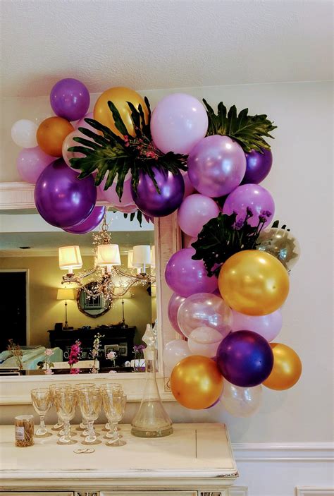 Purple and gold balloon arch Orange Balloons, Gold Balloons, Wedding Balloons, Party Balloons ...