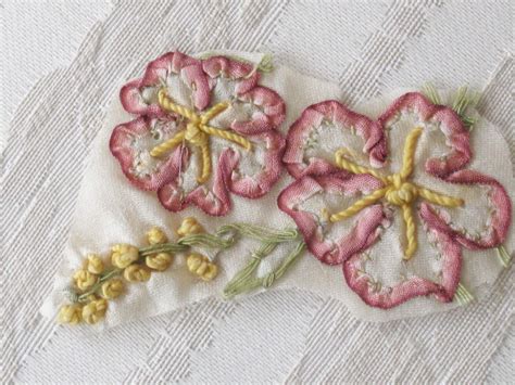 Antique Ribbon Work & Embroidery on Silk