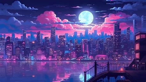 Night City Scenery Moon 4K #7401l Wallpaper PC Desktop