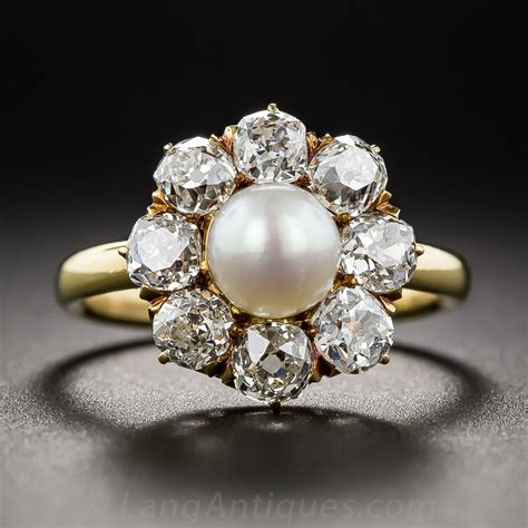 Victorian Natural Pearl and Diamond Ring