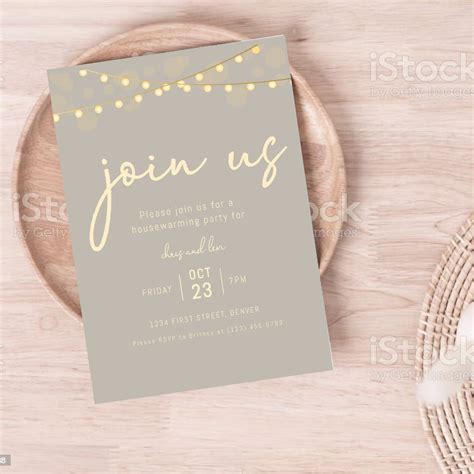 Join Us Party Invitation Template Beige Background With - Etsy