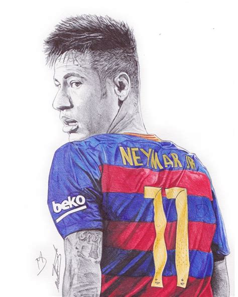 Ballpoint pen drawing of the Brazilian and Barcelona super star Neymar ...