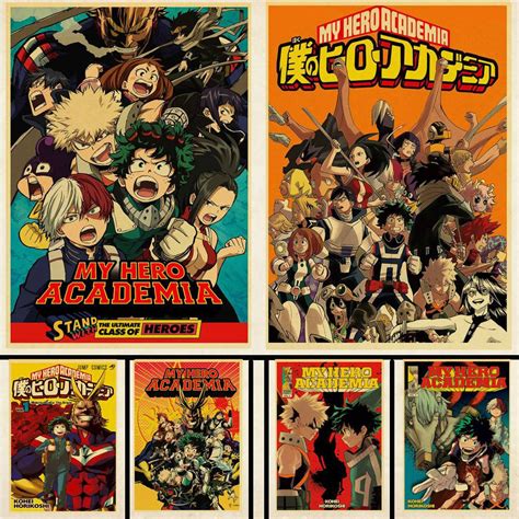 Japanese Anime My Hero Academia Poster Kraft Paper Vintage Posters Home ...