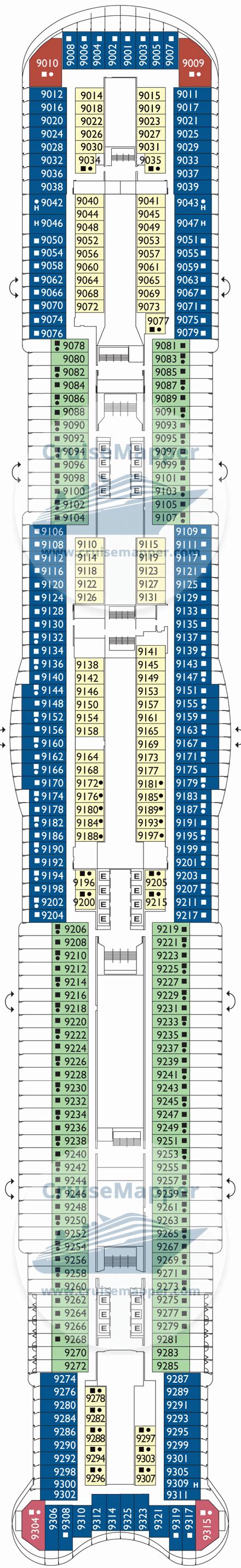 Costa Toscana deck 9 plan | CruiseMapper