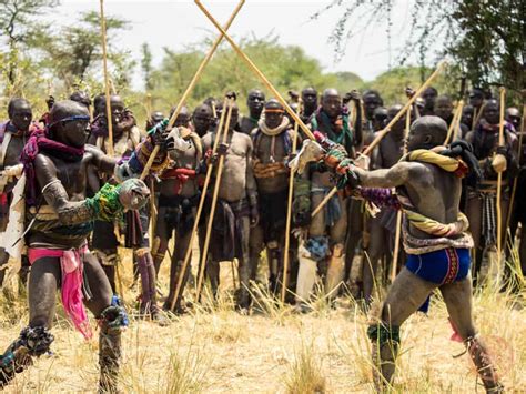 Mursi Tribe Donga Stick Fighting Tournament in Omo Valley, Ethiopia