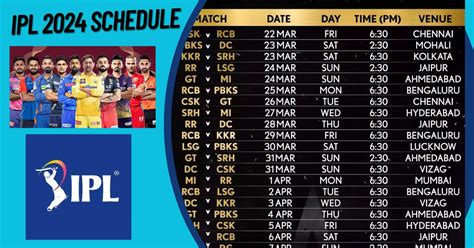 IPL 2024 Schedule | Indian Premier League 2024 (IPL) Match Time Table ...