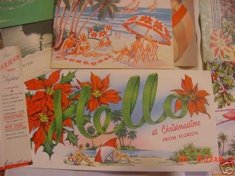 16 Vintage Greeting Christmas Cards From Florida 30's | #19827678