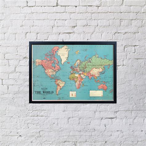 Framed World Map Push Pin Travel Map Wall Art - Etsy