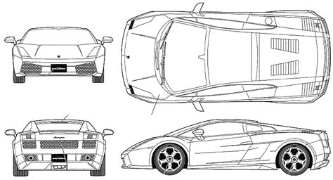 2003 Lamborghini Gallardo Coupe v2 blueprints free - Outlines