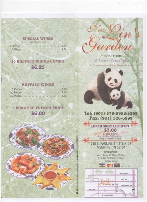 Lin Garden Chinese Restaurant Menu | Fasci Garden