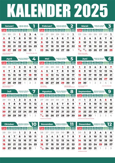 Kalender 2025 Lengkap Dengan Tanggal Merah Hijryah Jawa Download Gratis ...