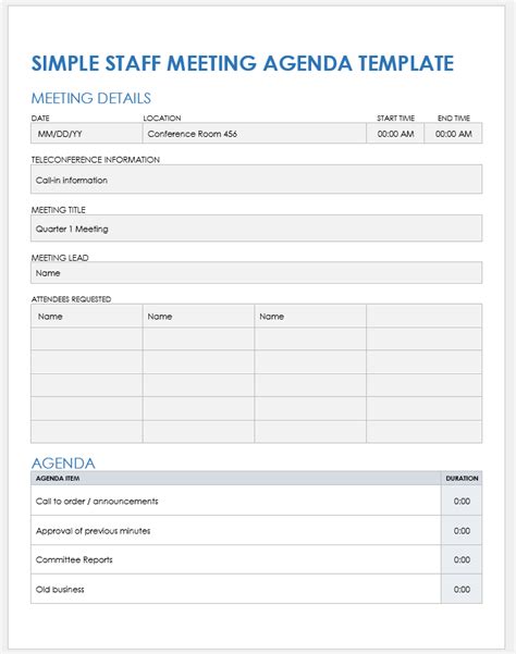 Free Staff Meeting Templates | Smartsheet