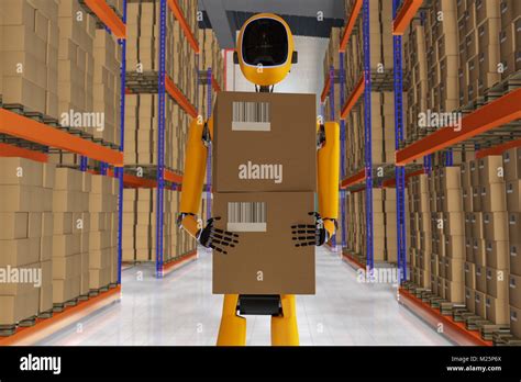 a robot warehouse worker (3d rendering Stock Photo - Alamy