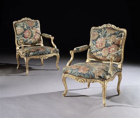 A Pair of Louis XV Carved Giltwood Chairs with Tapestry | Louis xv ...