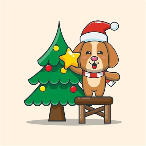 Premium Vector | Cute dog with christmas tree cute christmas cartoon ...