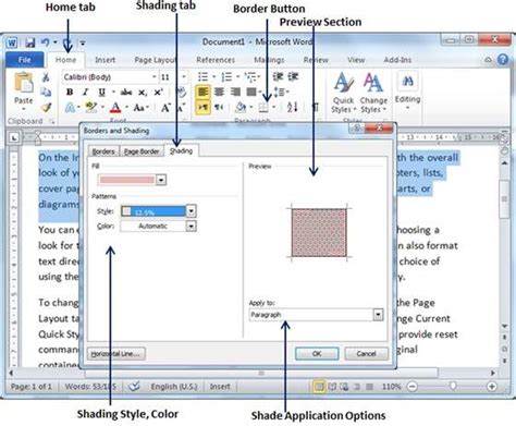 MS Word- Borders and shadings