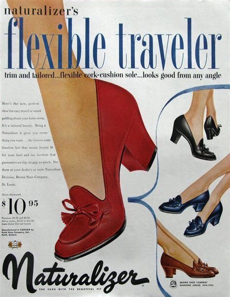 1953 Naturalizer Shoes Ad - Flexible Traveler Shoes - Retro 1950s Footwear Ad Retro Advertising ...