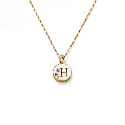 Initial Necklace Letter H Gold White – The Petal Archive