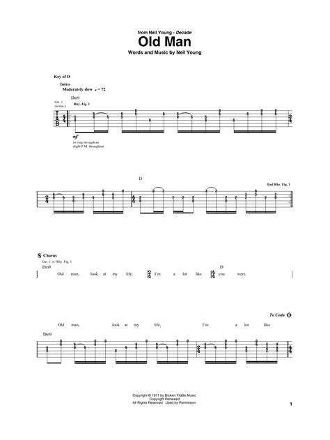 Old Man by Neil Young - Guitar Rhythm Tab - Guitar Instructor