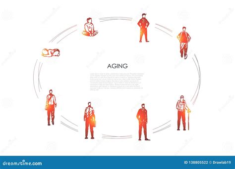 Aging - Different Stages of Man Age from Infance, Childhood Boy To Adult and Old Man Vector ...