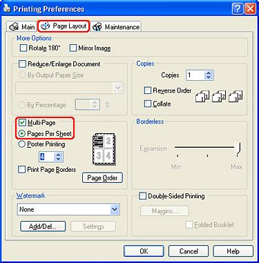 Pages Per Sheet Printing